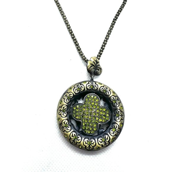 GREEN CROSS CHAIN NECKLACE Pendant - Picture 2 of 5